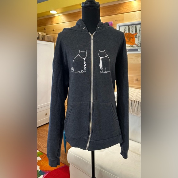 American Apparel Tops - The Oatmeal’s “The Bob Cats” Hoodie - Heather Grey